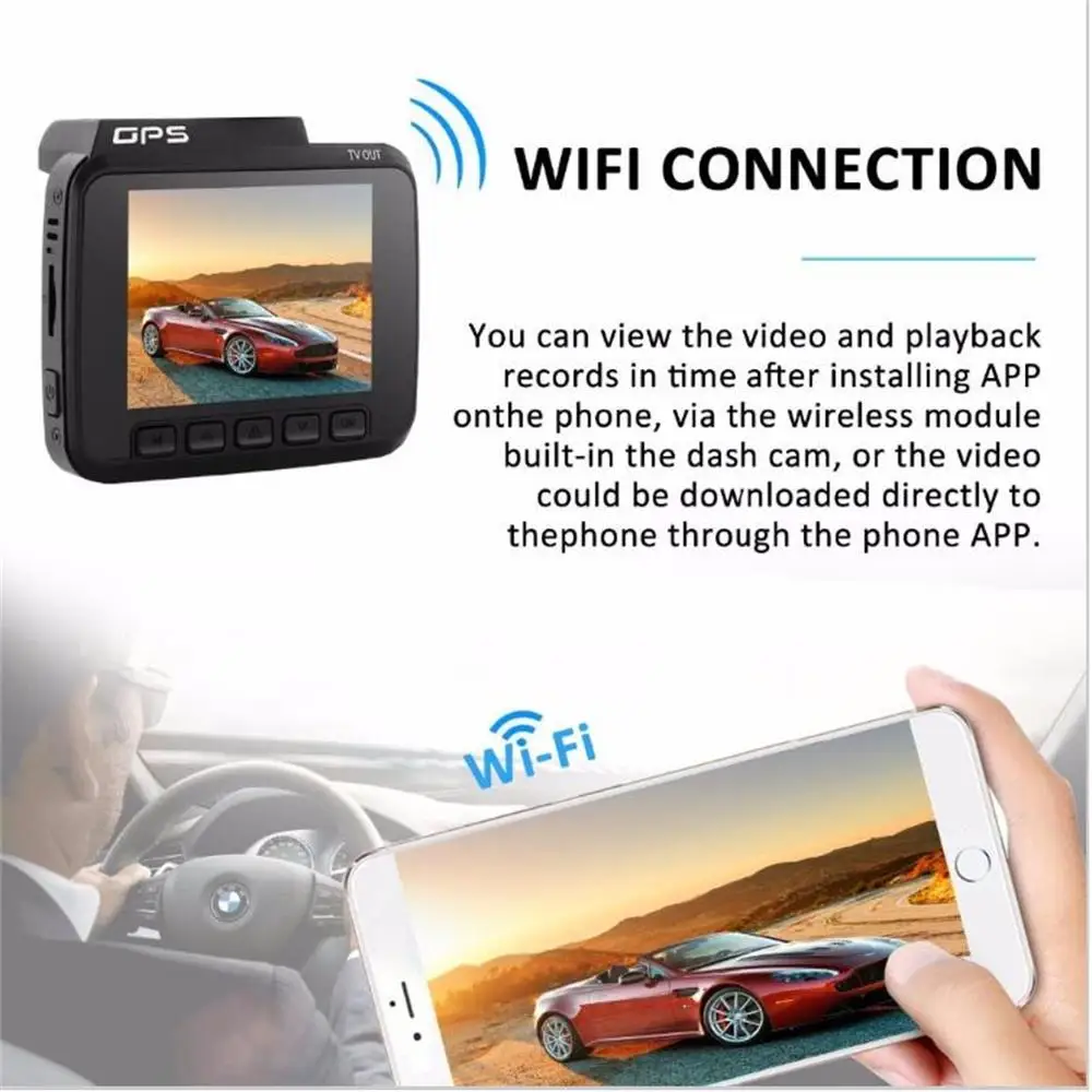 Автомобильный видеорегистратор с двумя объективами Wi Fi акселерометр 2 4 дюйма