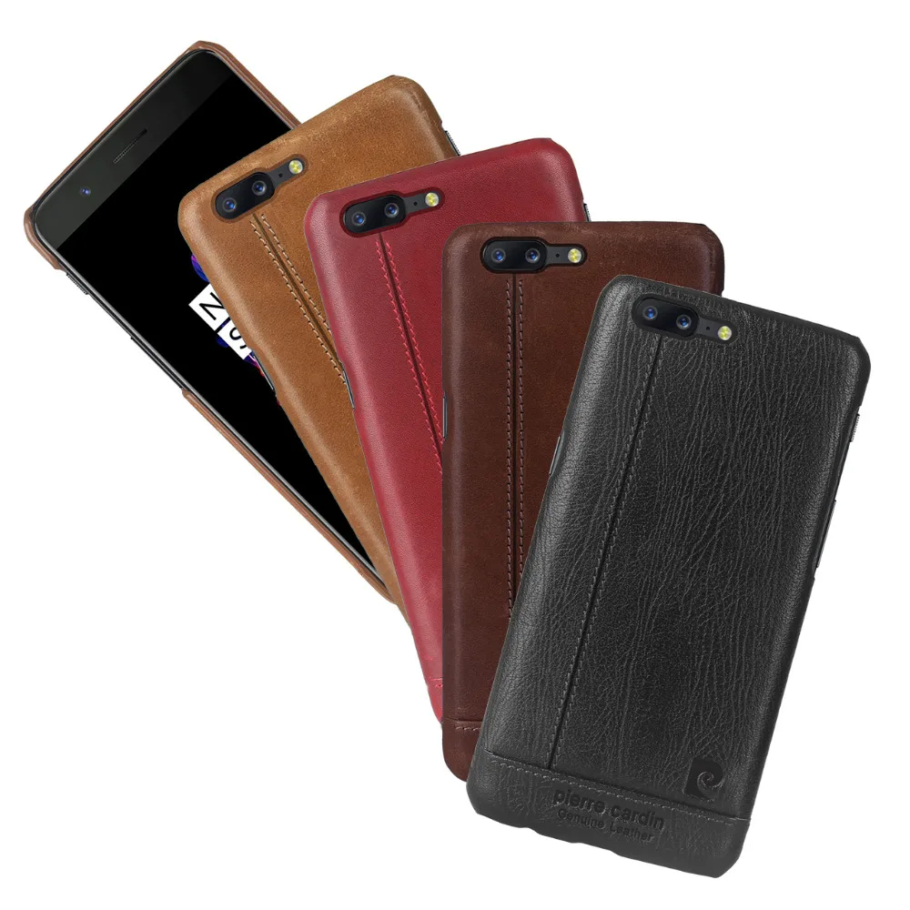 Твердая задняя крышка Pierre Cardin из натуральной кожи для One Plus 5 чехол Oneplus модный