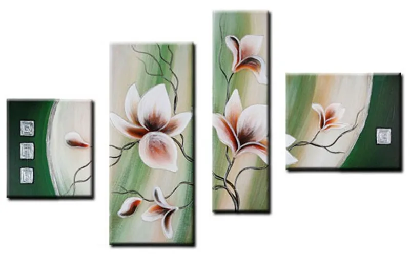 4 панели картины Современный домашний декор стены Искусство Цветочные акриловые