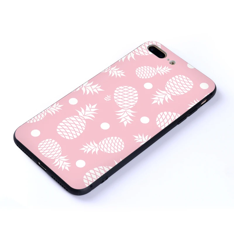 Lemooc Super Cute Phone Case for iPhone 7 8 Plus Soft TPU+PC Pink Color Pineapple Cases X |