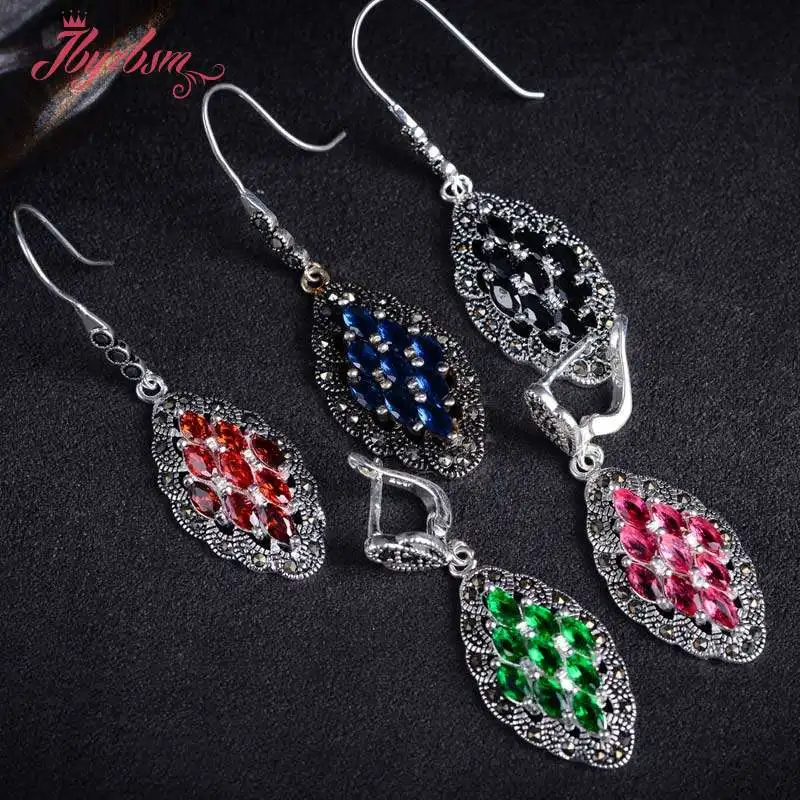 

CZ Crystal Stone Marcasite White Tibetan Silver for Party Anniversary Trendy Gorgeous Dangle Hook Earring Jewelry 1 Pair