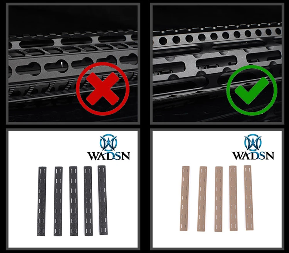

BCM M-Lok Rail Panel Kit (5 pcs) WADSN Tactical Airsoft M-LOK Polymer Handguard Picatinny rail Cover Set (5pcs) MP0214