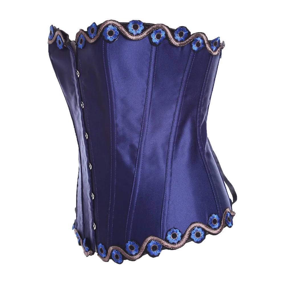 Цветочный Небесный Женский корсет на шнуровке с цветочным украшением парчовый