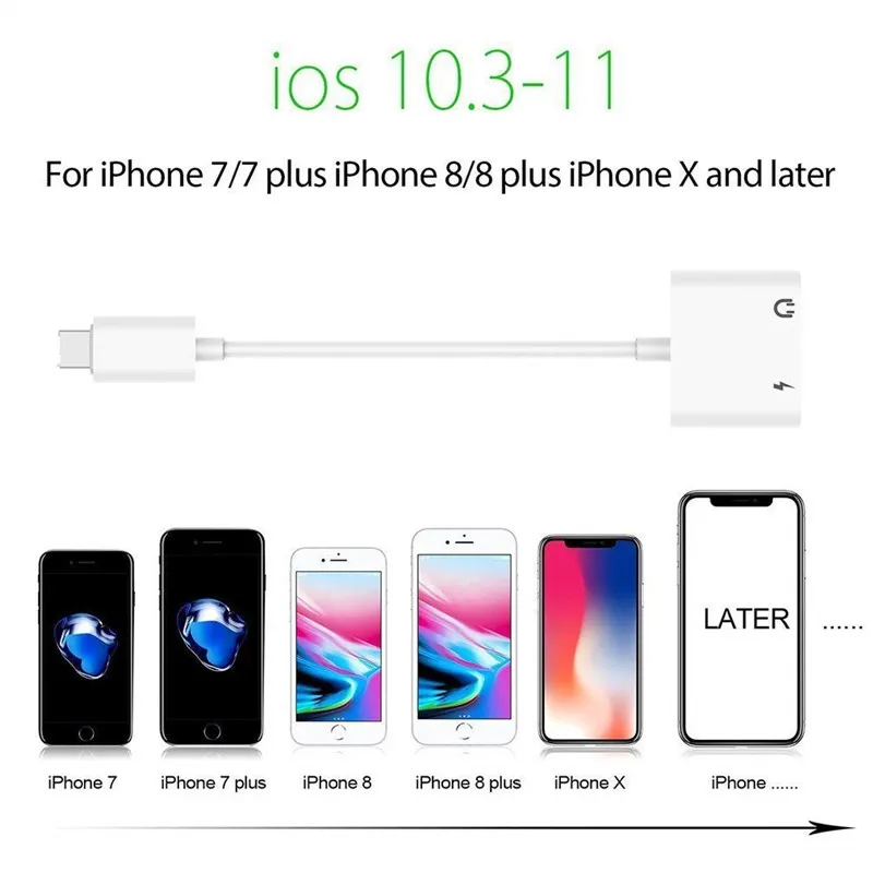2 в 1 зарядное устройство для наушников разветвитель адаптер Apple IPhone X 10 7 8 9 Plus 3 5 мм