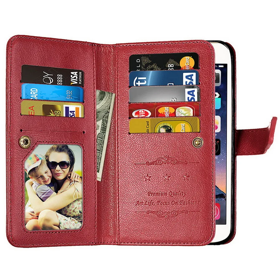 Кожаный чехол кошелек LANCASE для Samsung A5 2017 с 9 отделениями кредитных карт бумажник