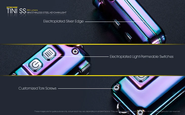 NITECORE TINI SS мини светильник для ключей из нержавеющей стали CREE XP-G2 S3 max 380 люмен луч бросок 64 м EDC маленький фонарь мини-светильник для вспышки