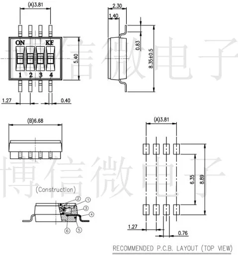 50 шт. Dshp04Tsger 4Bit 1 27 мм 8Pin 4 переключения Smd переключатель кода|switch smd|switch switchswitch codes |