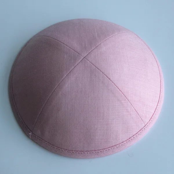 Розовый Льняные kippot еврейские Yarmulke Kippah Kippot 17 см Череп шапки для мероприятий с вышивкой - Цвет: Розовый
