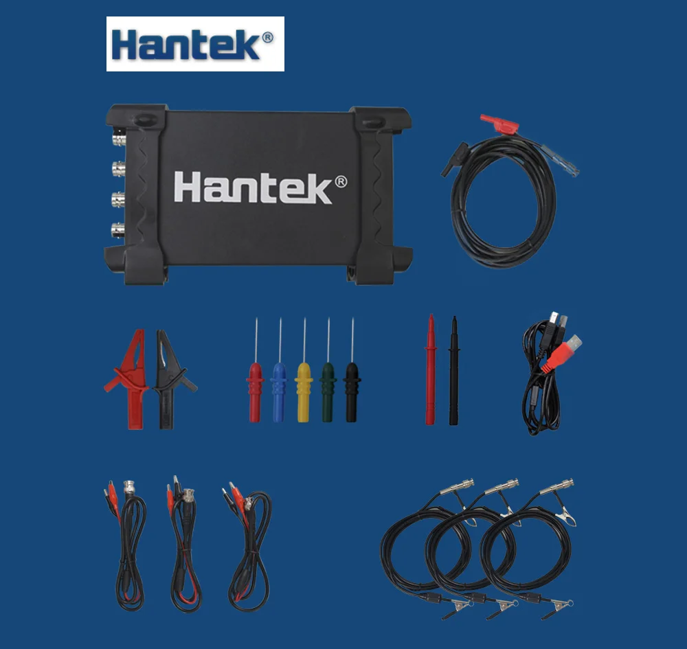 Hantek автомобильный Осциллограф портативный USB осциллограф для ПК 6074BE bc bd USB 2,0 интерфейс 4CH 70 МГц более 80 типов с зондами
