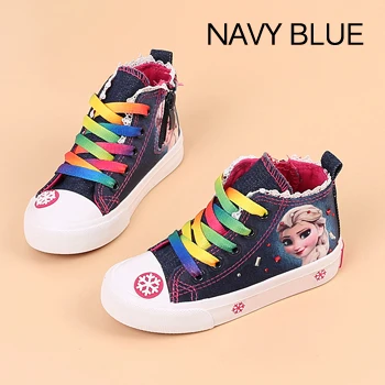 Navy Blue Модная красивая детская обувь; новая обувь для девочек; коллекция года; обувь принцессы Эльзы и Анны; детские кроссовки для бега на плоской подошве; ботинки для девочек - Цвет: Navy Blue