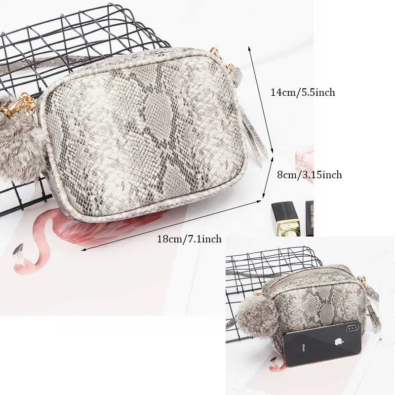 Сумка на плечо XMESSUN H94 Женская со змеиным принтом брендовый мессенджер из кожи с