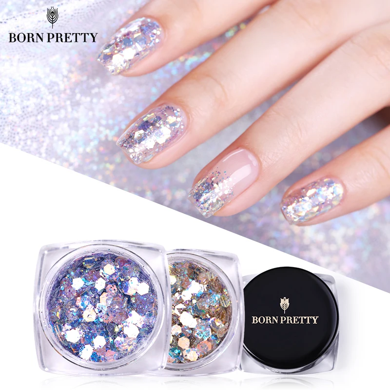 BORN PRETTY Красочные Блестки для ногтей блестки 1 г Сияющие неравномерные блестки хлопья порошок ногтей искусство для декора