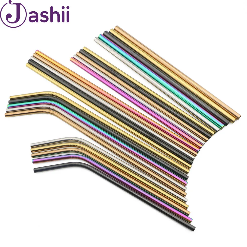 JASHII 2 шт./упак. красочное питье соломинки 304 нержавеющая сталь прямые и согнутые