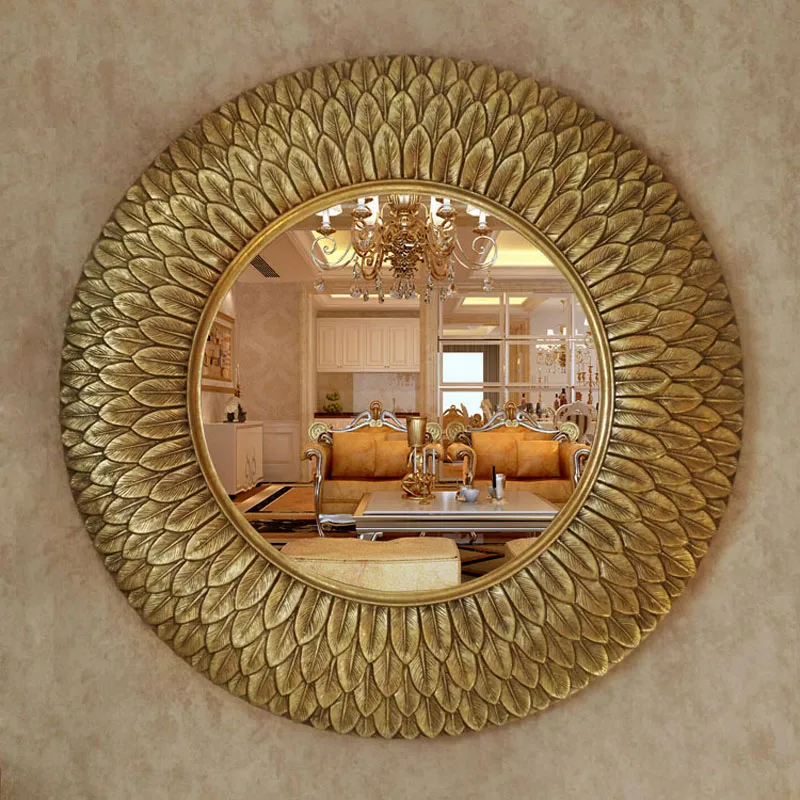 European Mirror Antique round Bathroom Feather Shape Decoration wall bathroom sinks mirror | Обустройство дома