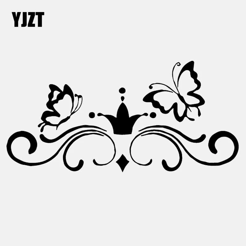 YJZT 18 8 см * 9 Виниловая наклейка в виде бабочки цвет черный/серебристый | Автомобили