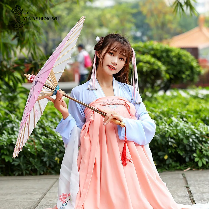 Женское платье Hanfu Женские китайские костюмы ханьфу стильные с нагрудной юбкой Qi