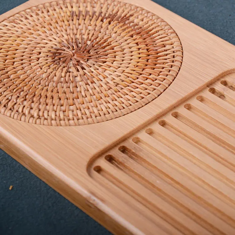 Кунг фу чайный столик поднос маленький бамбуковый из чистого дерева блюдце