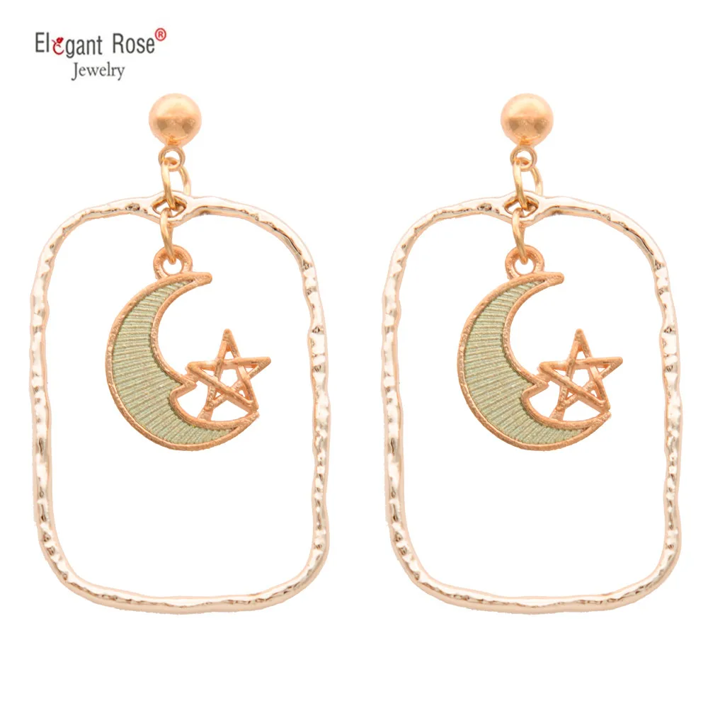 Милые корейские большие серьги в стиле бохо С Золотым Полумесяцем и звездой для