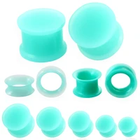 2pcs silicone ear flesh tunnel flexible hider plugs piercing green hollow tunnel gauges ear expander stretcher piercing jewelry