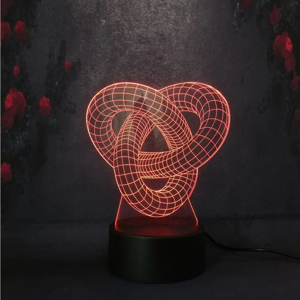 Double Ring 3D Night Light Visual Creative Dynamic Alternating LED luminous small table bedroom cafe lamp birthday holiday gifts | Лампы и
