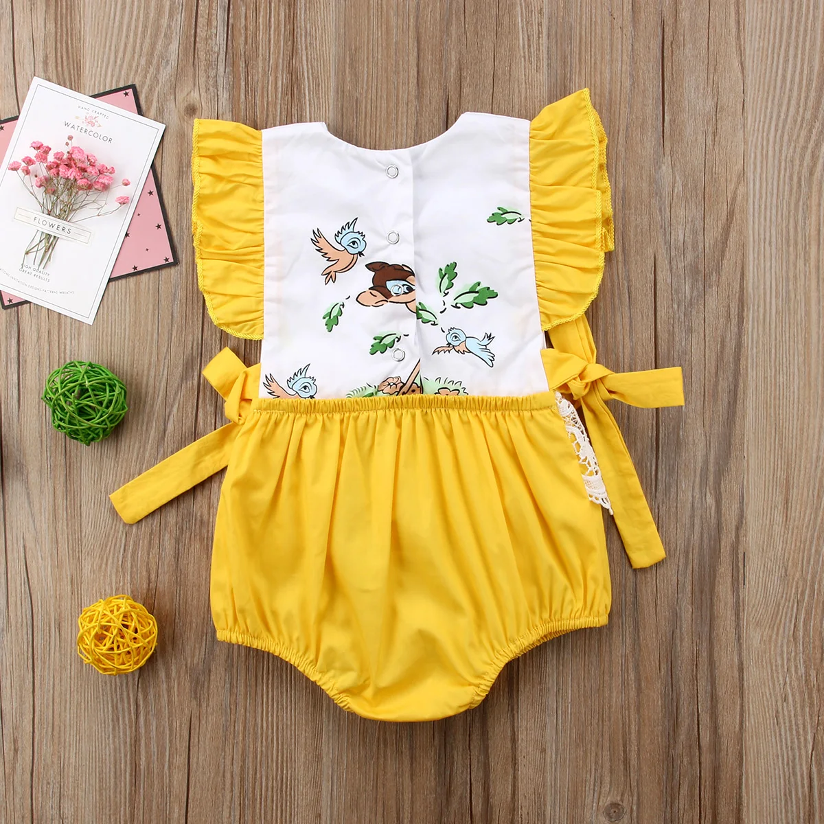 Pudcoco/Летний кружевной комбинезон с принтом оленя для новорожденных девочек