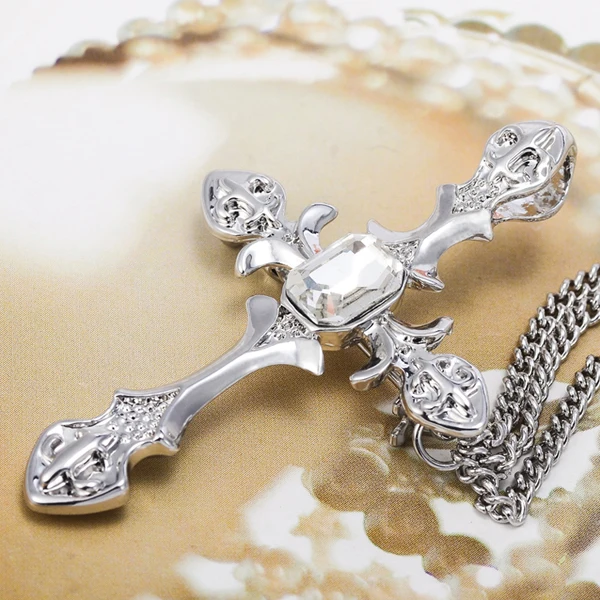 Модная белая брошь для мужчин недорогая со стразами с крестом на лацкане