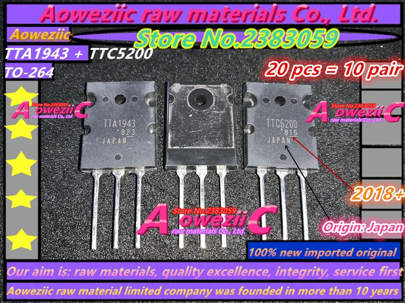 Aoweziic+ 100 Пара новые импортные оригинальные 2SA1943 2SC5200 A1943 C5200 TTA1943 TTC5200 до-264 {происхождения: Япония}