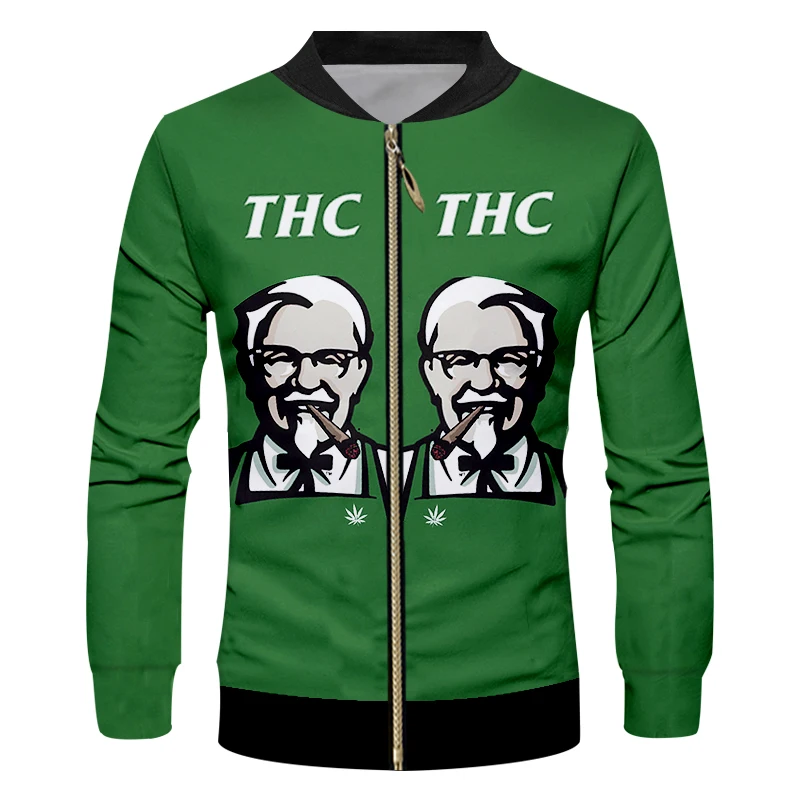 CJLM новые THC 3D Сублимация KFC X 420 ПРИНТ куртки пальто для мужчин хип хоп молния