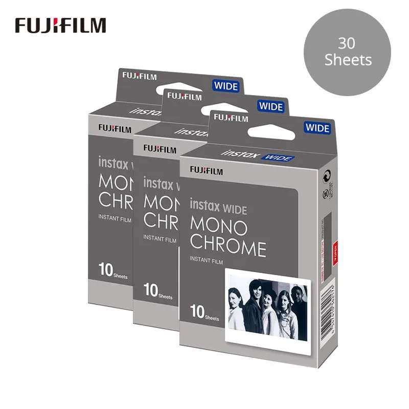 30 Sheets Monochrome 10-50 листов для Fujifilm Instax WIDE Film Фотобумага монохромный для цифровой фотокамеры Fuji Instax WIDE 210 200 300 100 500AF пленка глянцевая фотобумага для Камера - Цвет: 30 Sheets Monochrome
