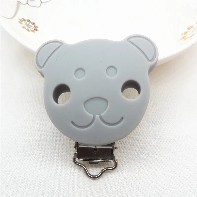 Grey Chengkai 10 шт. силиконовый медведь зажимы для прорезывателей DIY Детские пустышки Прорезыватель Соска chupetero цепь ремесло медсестры ювелирные изделия игрушка зажим - Цвет: Grey