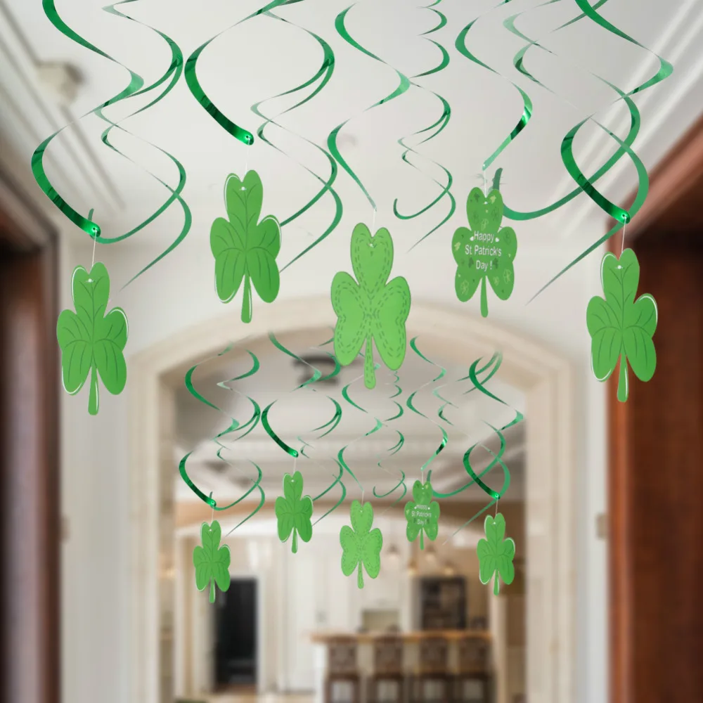 30 шт Счастливый День Святого Патрика висит вихрем украшения потолка металлик