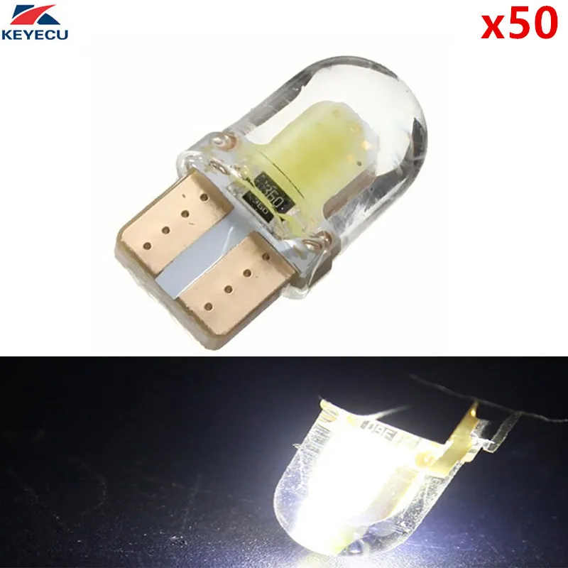 KEYECU Упаковка из 50 ярких белых T10 168 194 W5W COB внутренних светодиодных ламп автомобиля