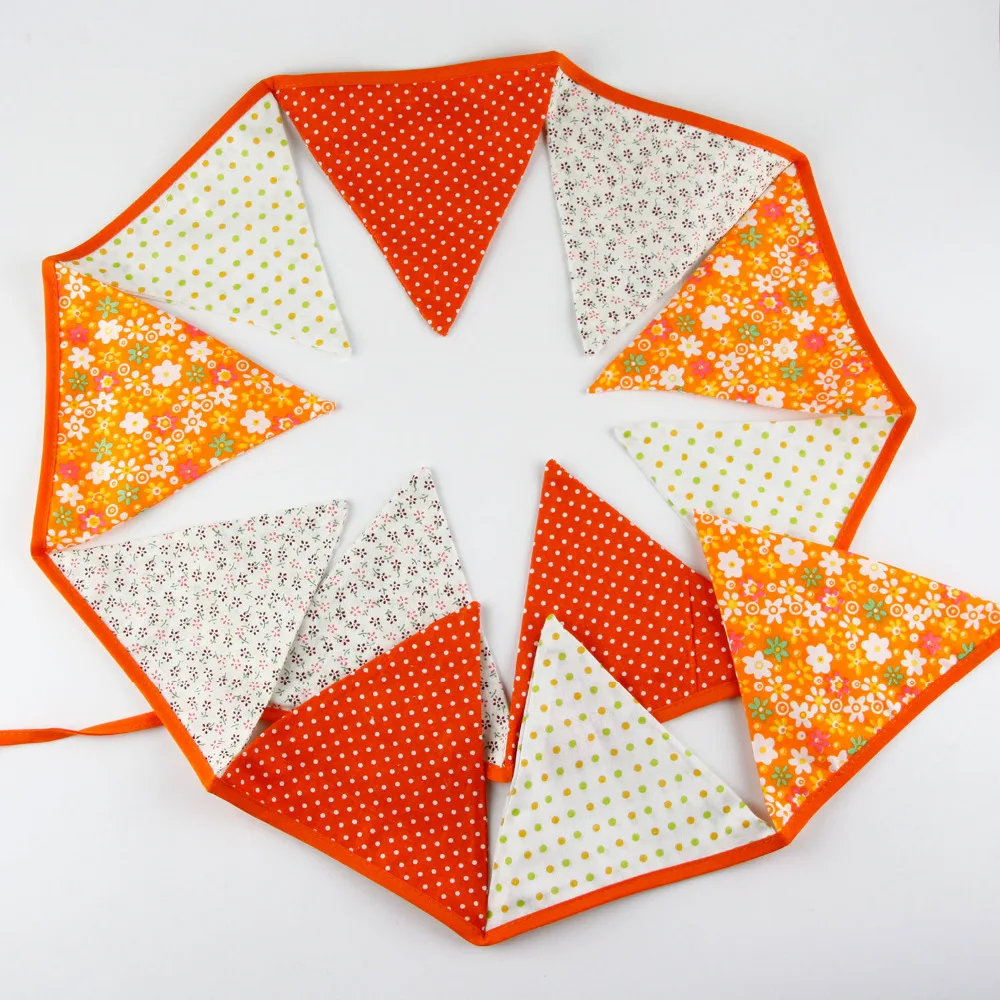 Оптовая продажа 12 флагов 2 9 м хлопковая ткань флажки оранжевое украшение для