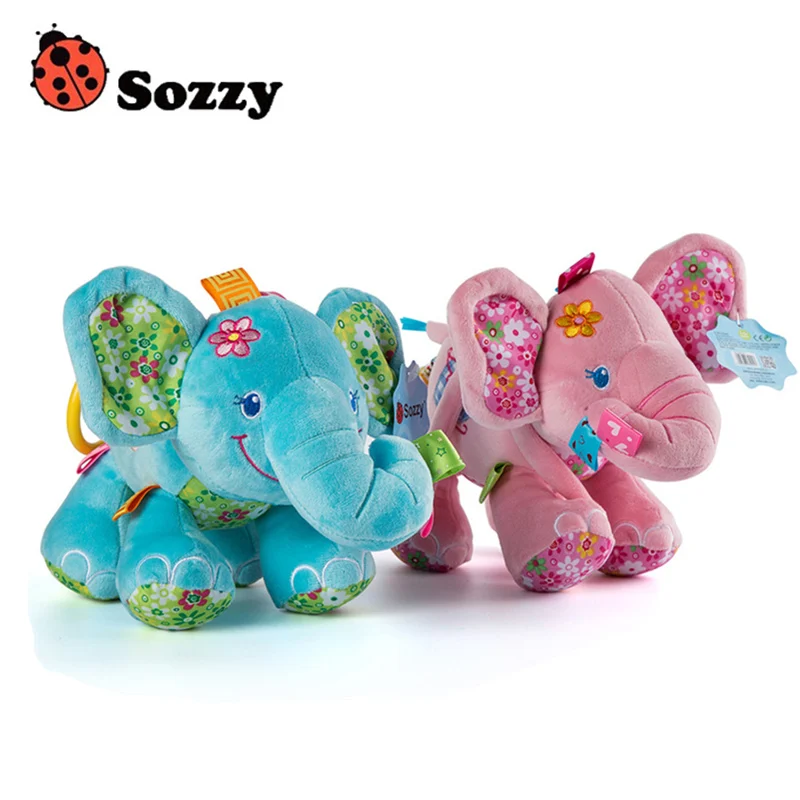 Sozzy Baby Elephant плюшевая игрушка звучащая Музыкальная погремушка Crinkle Sound 0M +|musical