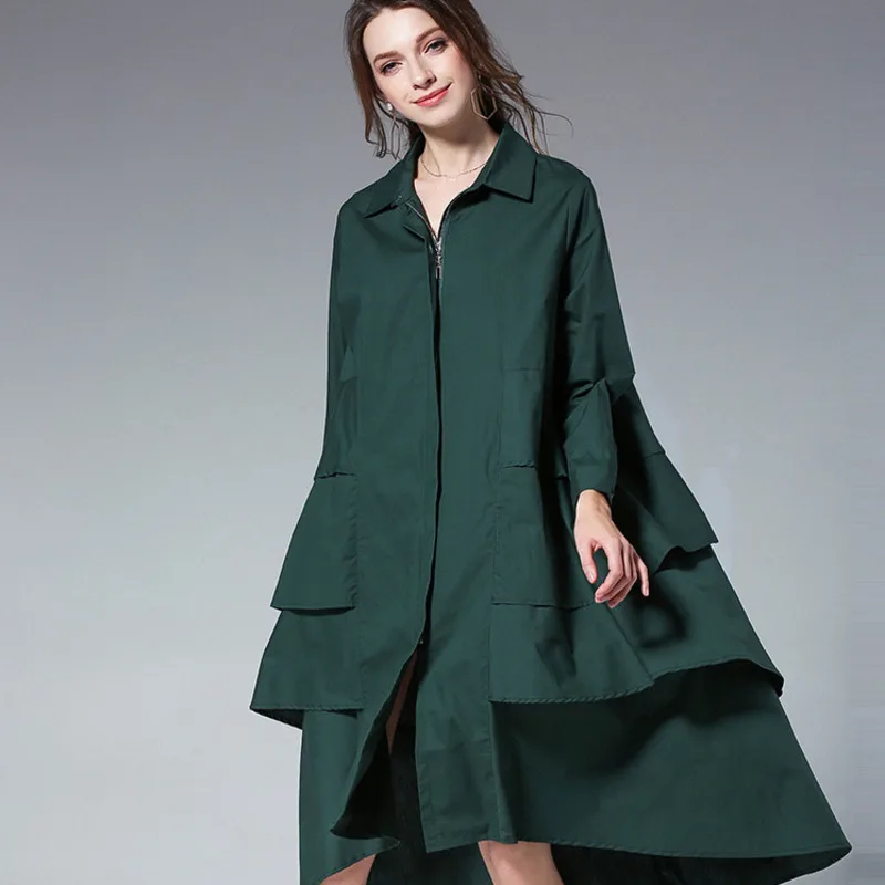 Женское платье с отложным воротником LANMREM черное большого размера длинным