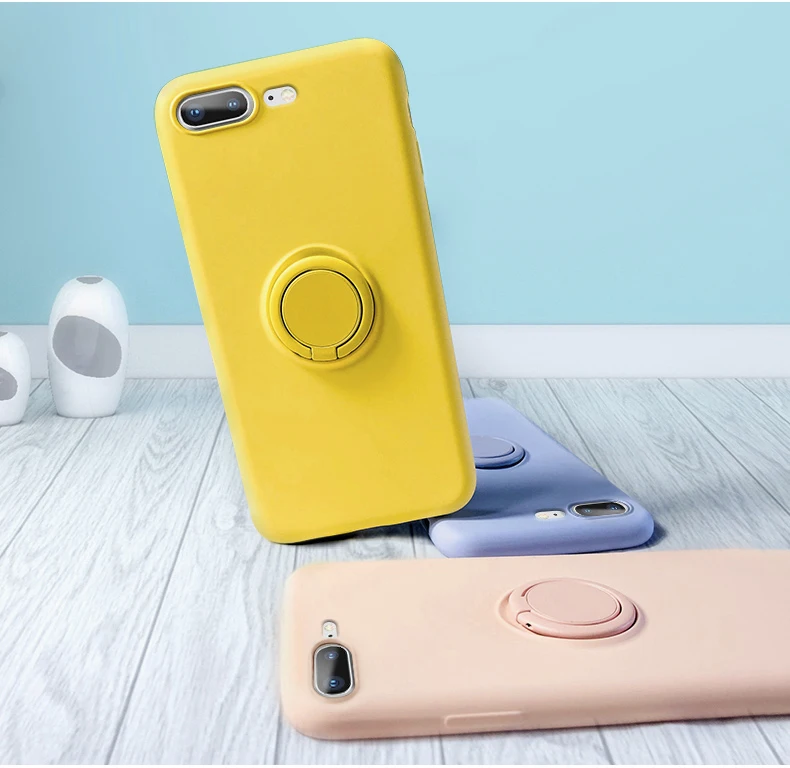 SoCouple жидкостный мягкий силиконовый держатель для телефона чехол для iphone 11 Pro Max X Xs max XR 7 8 6 6s plus сплошной цвет кольцо ручка чехол для телефона
