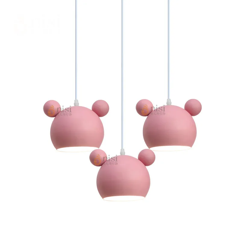 Современная Милая креативная розовая алюминиевая мышь Led E27 подвесной светильник