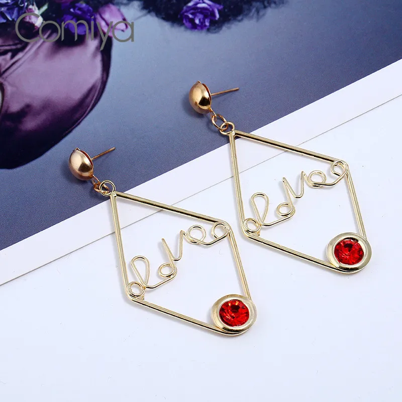 Comiya Crystal Drop Earrings For Women Vintage Accessories Hollow Out Alloy Geometric Jewelry Brincos Para As Mulheres Earring | Украшения