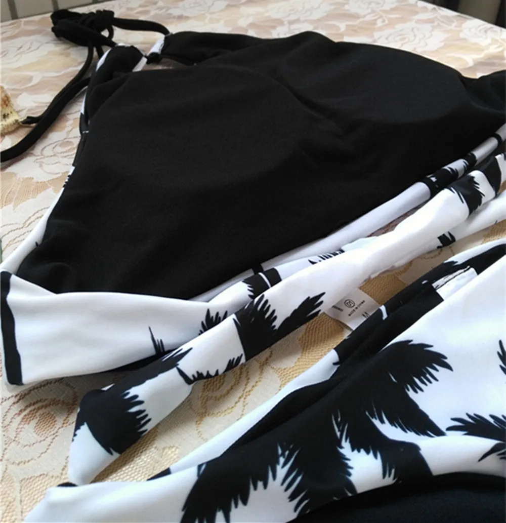 Лето 2019 г. Push Up пикантное женское бикини Palm Tree укороченный комплект купальник