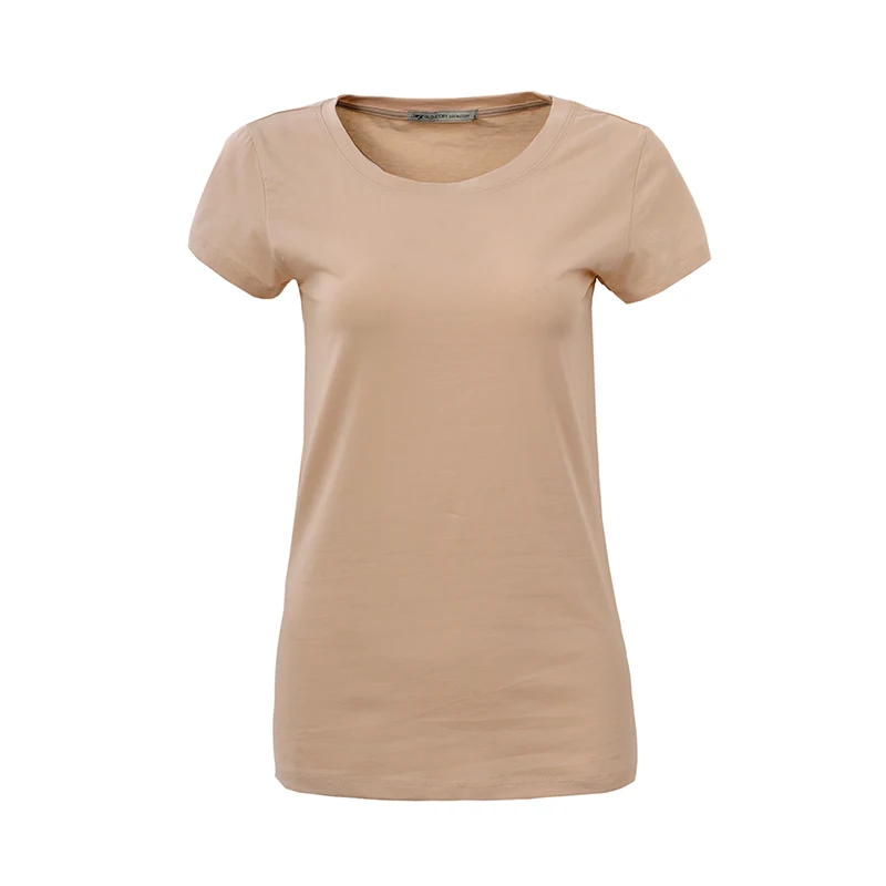 Khaki GLO-STORY женские футболки летние базовые с коротким рукавом повседневные однотонные футболки WPO-2164 - Цвет: Khaki
