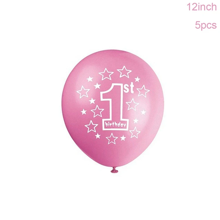 Pink 5pcs Йориу один год латексные конфетти для воздушного шара мой 1-й украшения для вечеринки в честь Дня Рождения С Днем Рождения шар 1 год ребенок душ мальчик девочка - Цвет: Pink 5pcs