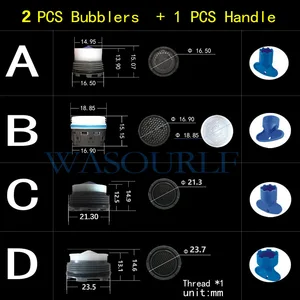 Аэратор WASOURLF 2 шт. с наружной резьбой, 1 инструмент, водосберегающий кран, скрытый смеситель для ванной комнаты и кухни