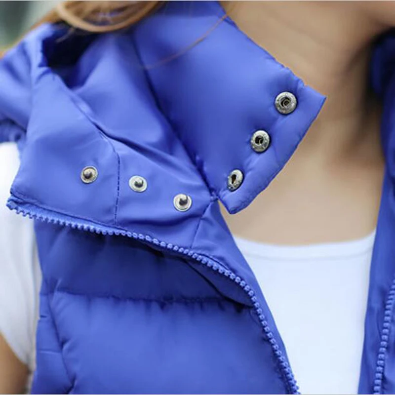 

Nice Autumn Winter Fashion Cotton Vest Women Patchwork Sleeveless Hooded Collar Casual Coat Colete Feminino Waistcoat LU282