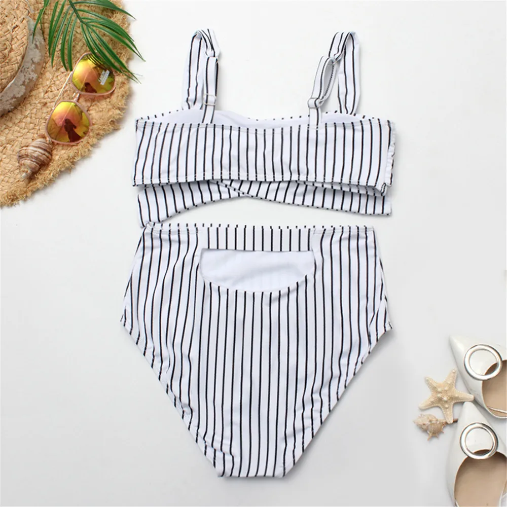 New front bandage bow bikini set 2019 girls swimming suit sexy high waist women's swimwear push up bikinis beach wear |