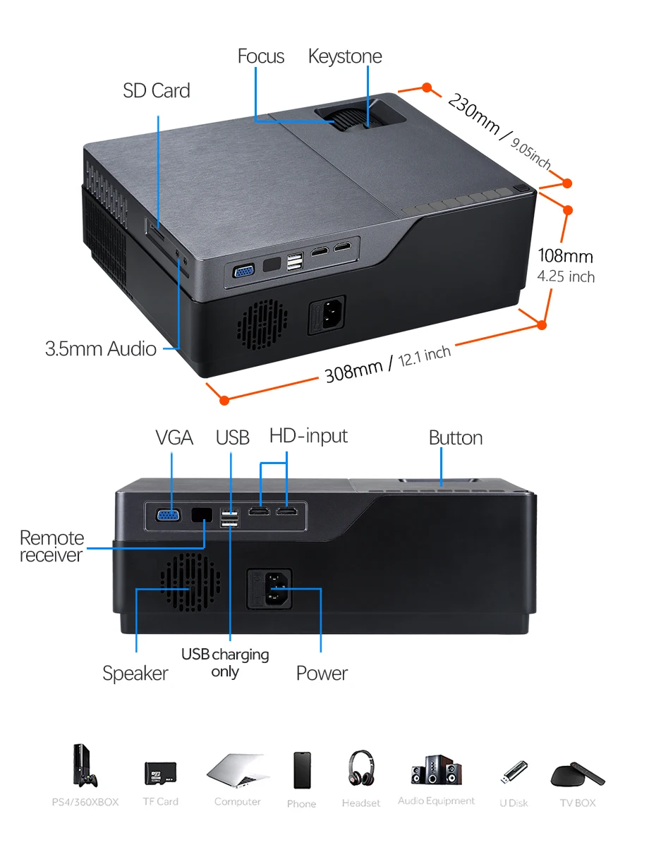 Aon Full HD проектор M18UP, 1920x1080 P, Android 6,0 wifi видео проектор, светодиодный проектор для 4K домашнего кинотеатра(опционально M18 AC3