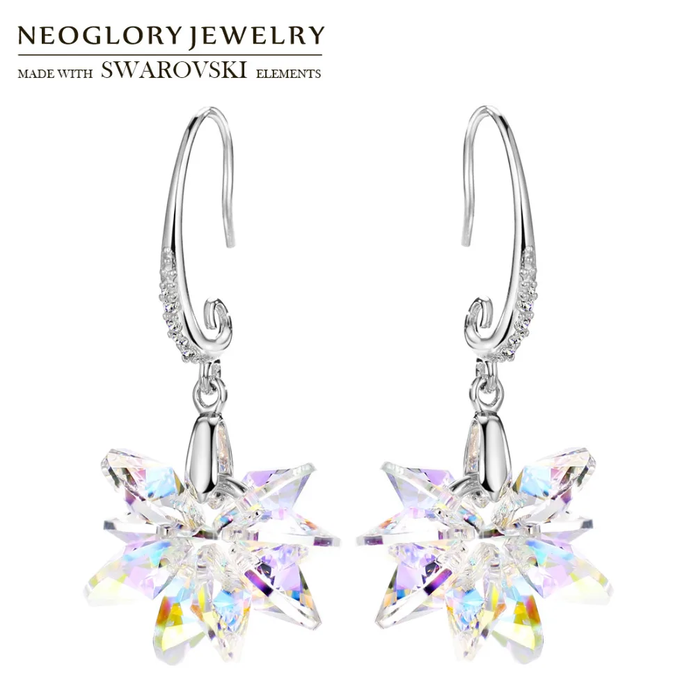 Neoglory Кристалл и стразы Длинные Романтические серьги подвески снежинка