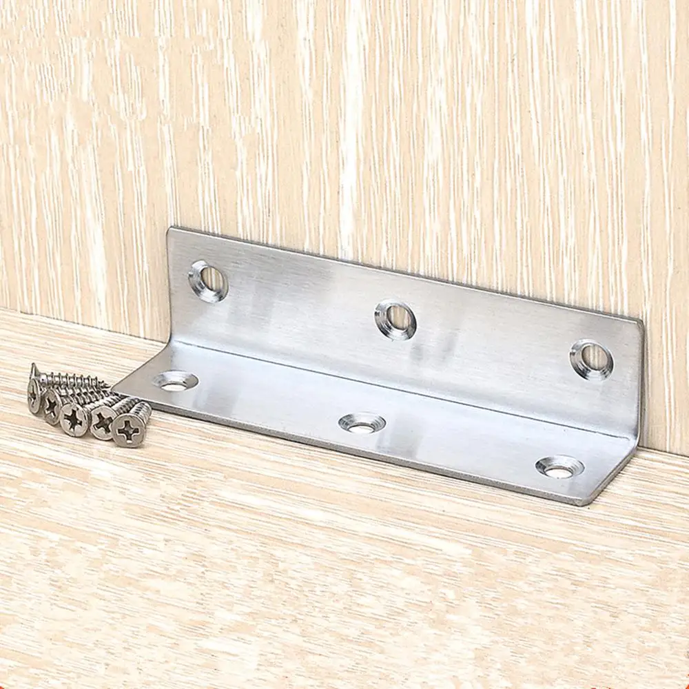 6PCS stainless steel corner code L-type 90 degree right angle fixed block reinforcement triangle iron bracket universal | Обустройство