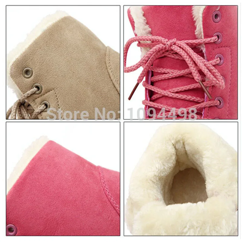 Ботинки женщин 2016 Плюшевые Ботильоны Для Женщин Зимние Зашнуровать Дамы Зимняя