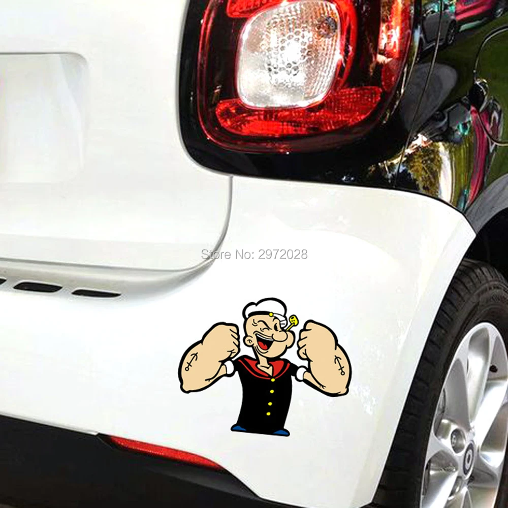 Новейший мультяшный стиль автомобиля забавные Popeye the Sailor Muscle украшения бампер кузова автомобиля наклейки автомобиля узор винил