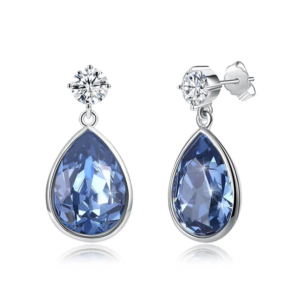 Серьги подвески из серебра S925 пробы с кристаллами Сваровски|Серьги-подвески| |